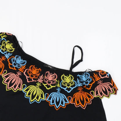 George Womens Black Floral  Basic Blouse Size 12