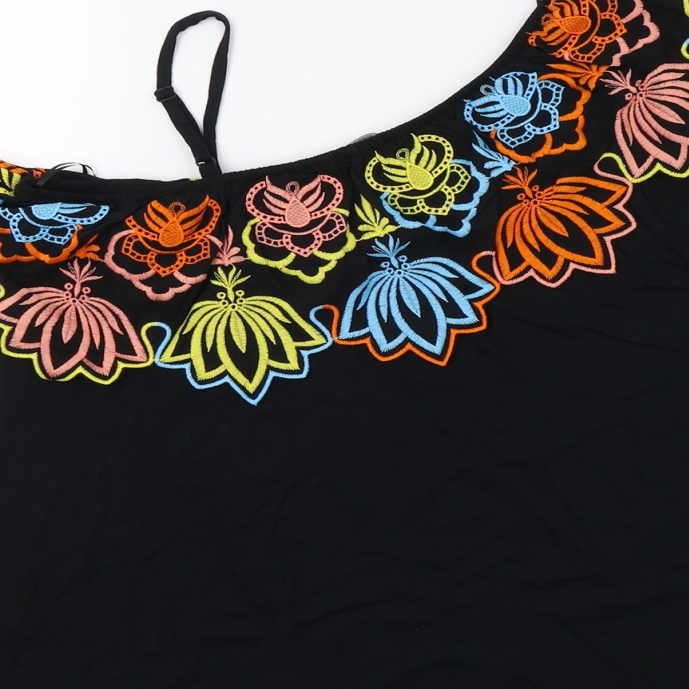 George Womens Black Floral  Basic Blouse Size 12