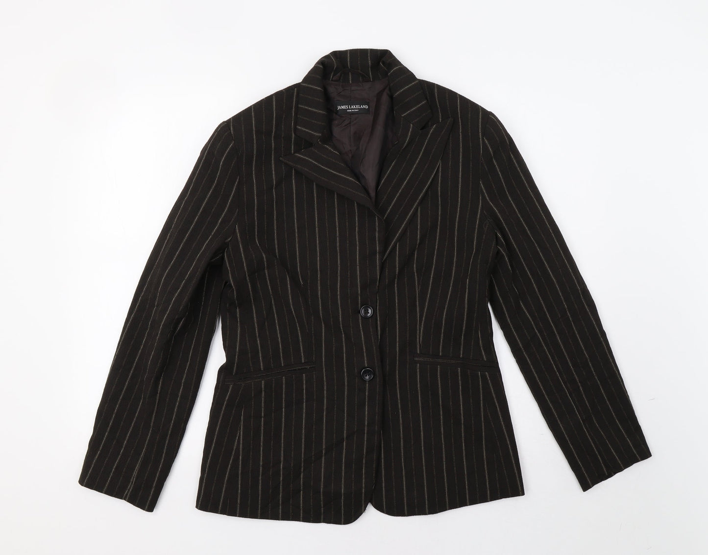 James Lakeland Womens Brown Striped  Jacket Blazer Size M