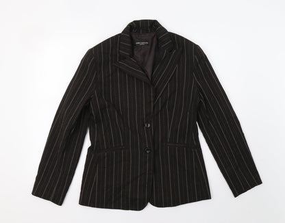James Lakeland Womens Brown Striped  Jacket Blazer Size M
