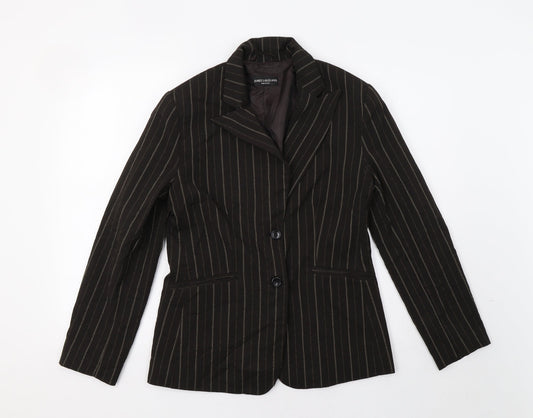 James Lakeland Womens Brown Striped  Jacket Blazer Size M