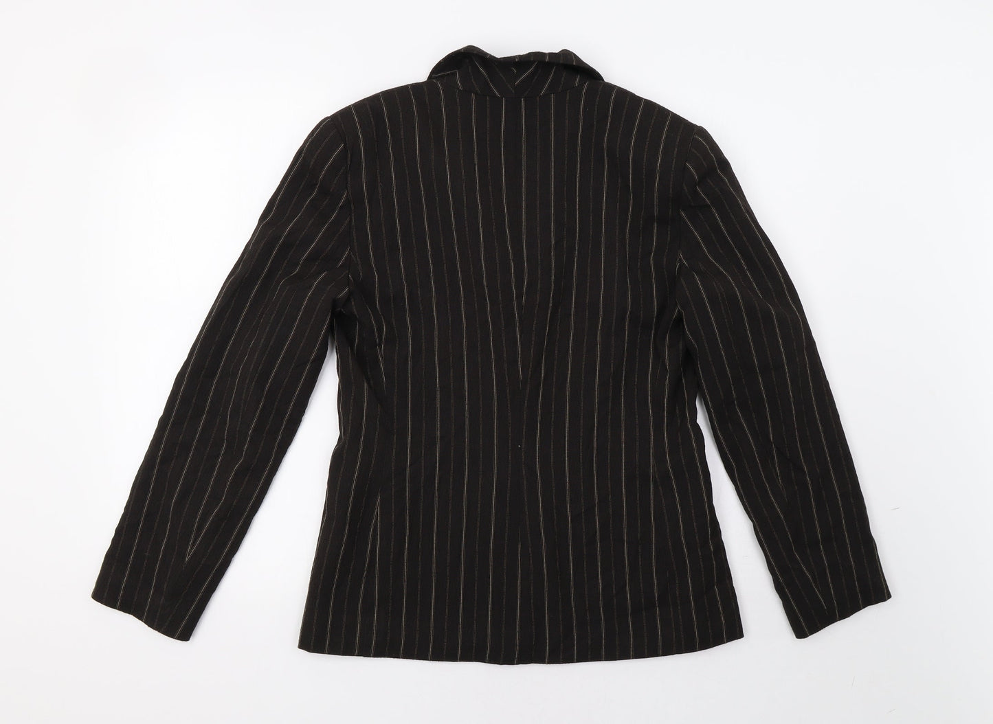 James Lakeland Womens Brown Striped  Jacket Blazer Size M