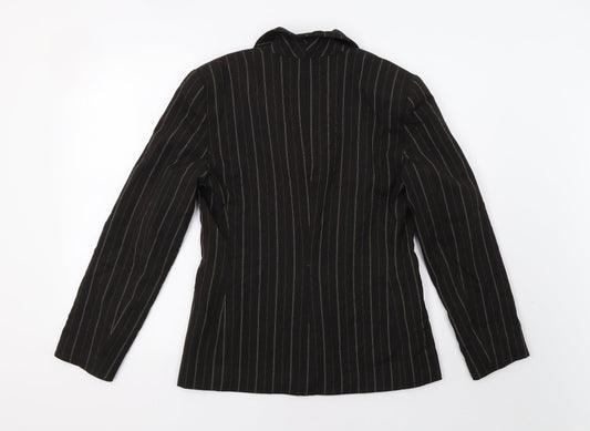 James Lakeland Womens Brown Striped  Jacket Blazer Size M