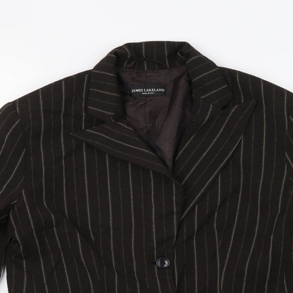 James Lakeland Womens Brown Striped  Jacket Blazer Size M