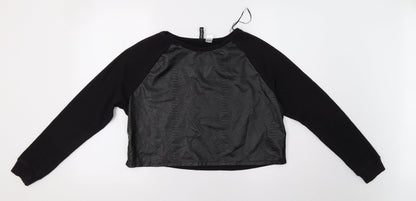 H&M Womens Black Animal Print  Pullover Hoodie Size M
