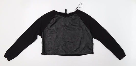 H&M Womens Black Animal Print  Pullover Hoodie Size M