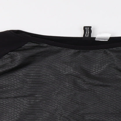 H&M Womens Black Animal Print  Pullover Hoodie Size M