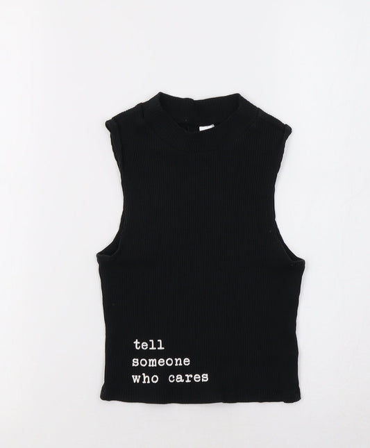Womens UK Size S H&M Black Basic T-Shirt