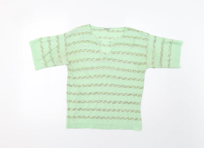 Delamare Womens Green Striped  Pullover Jumper Size 12