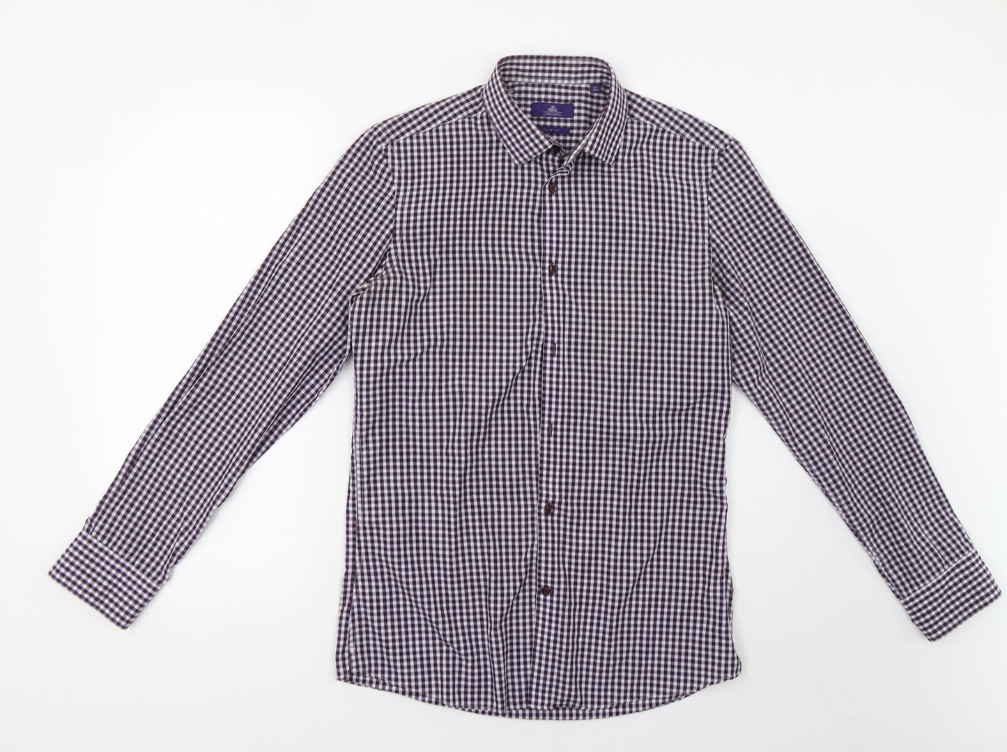 Mens UK Size 15 NEXT Blue  Button-Up Long Sleeve Casual Shirt