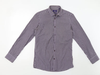 Mens UK Size 15 NEXT Blue  Button-Up Long Sleeve Casual Shirt