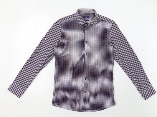 Mens UK Size 15 NEXT Blue  Button-Up Long Sleeve Casual Shirt