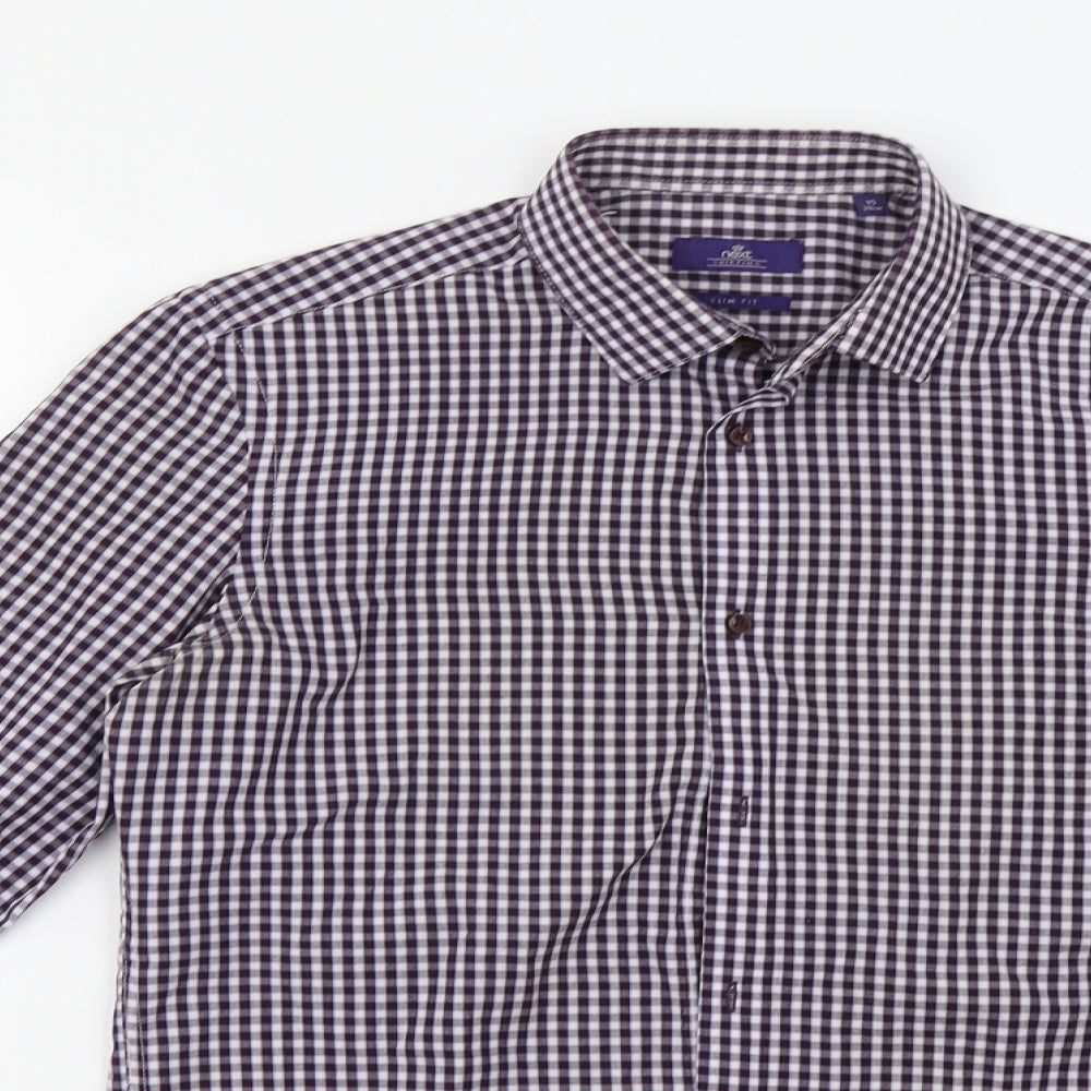 Mens UK Size 15 NEXT Blue  Button-Up Long Sleeve Casual Shirt