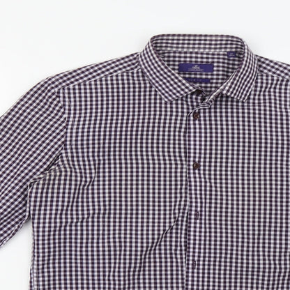 Mens UK Size 15 NEXT Blue  Button-Up Long Sleeve Casual Shirt
