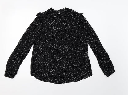 New Lok Womens Black Polka Dot  Basic Blouse Size 8