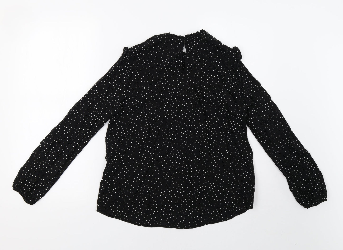 New Lok Womens Black Polka Dot  Basic Blouse Size 8