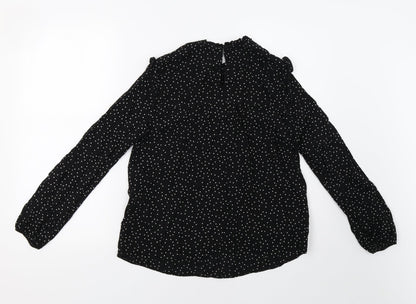 New Lok Womens Black Polka Dot  Basic Blouse Size 8