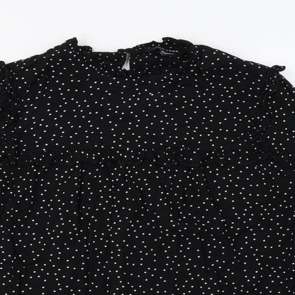 New Lok Womens Black Polka Dot  Basic Blouse Size 8