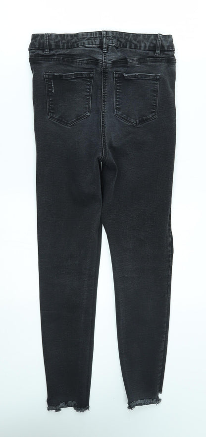 Womens UK Size 12 Papaya Regular Fit Skinny Black Jeans