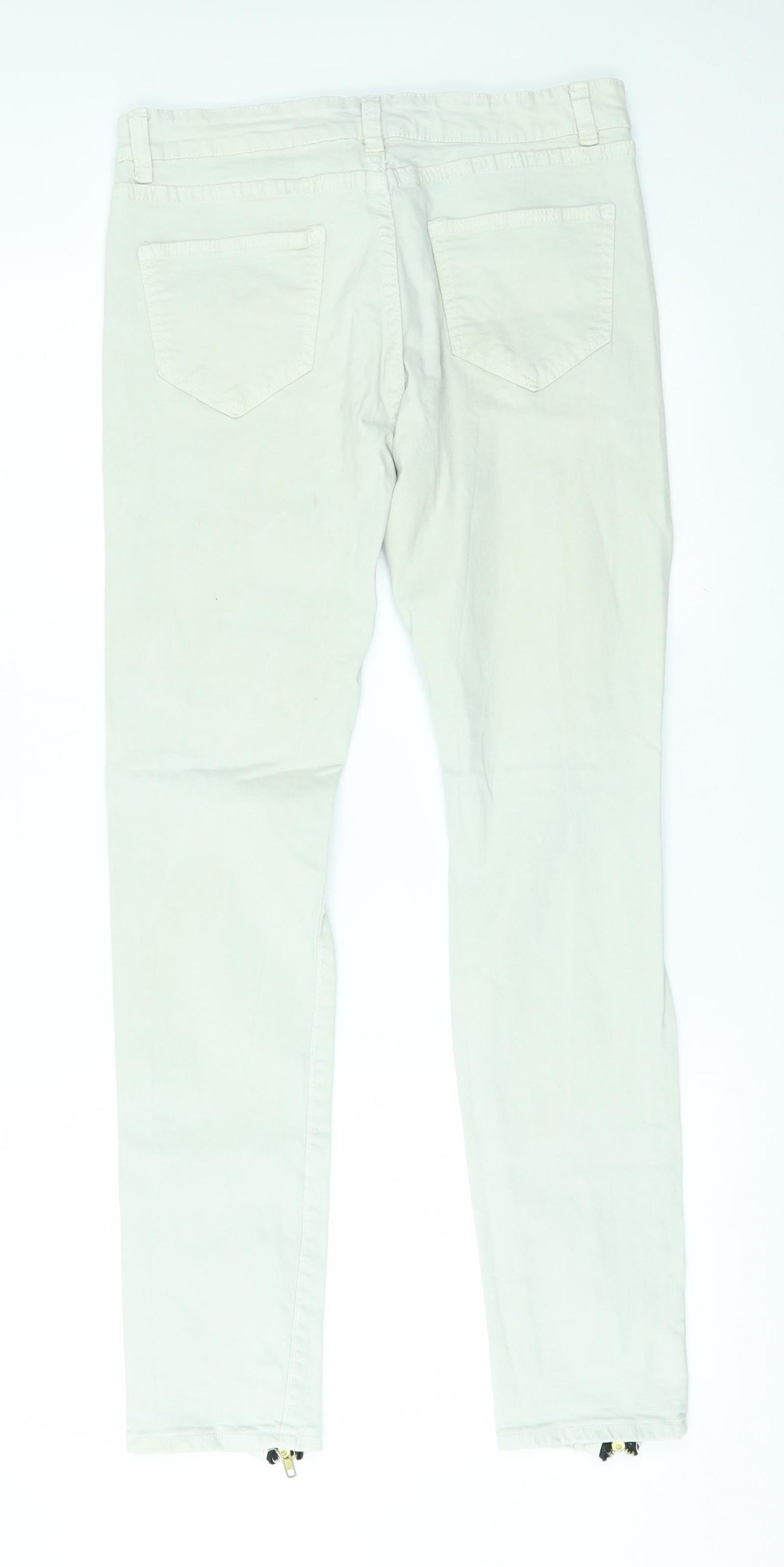 Womens UK Size 30 Preworn Regular Fit Skinny White Jeans