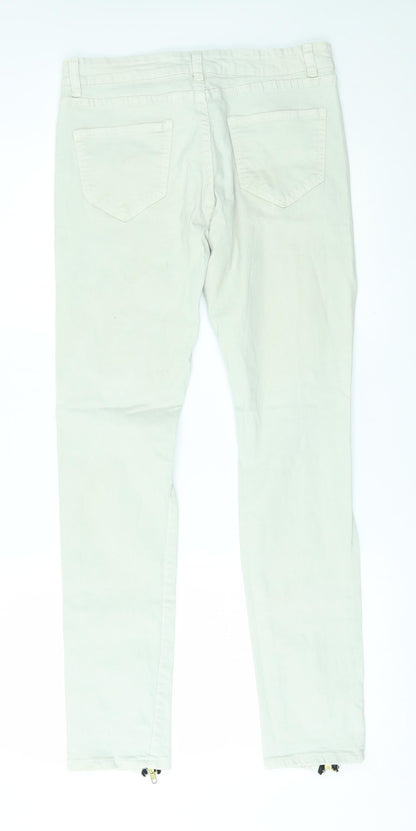 Womens UK Size 30 Preworn Regular Fit Skinny White Jeans