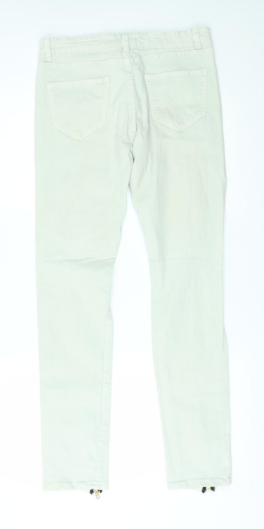 Womens UK Size 30 Preworn Regular Fit Skinny White Jeans
