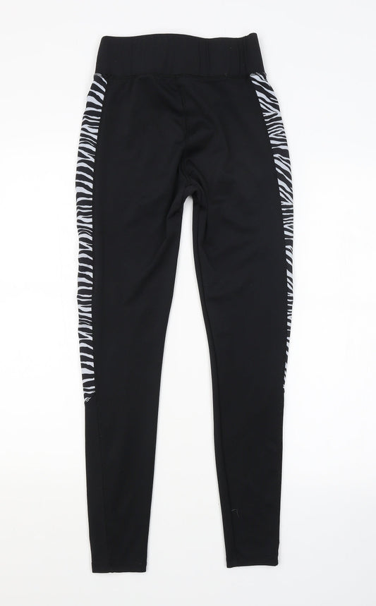 New Look Womens Black Animal Print  Compression Leggings Size S L26 in