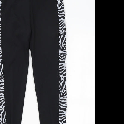 New Look Womens Black Animal Print  Compression Leggings Size S L26 in