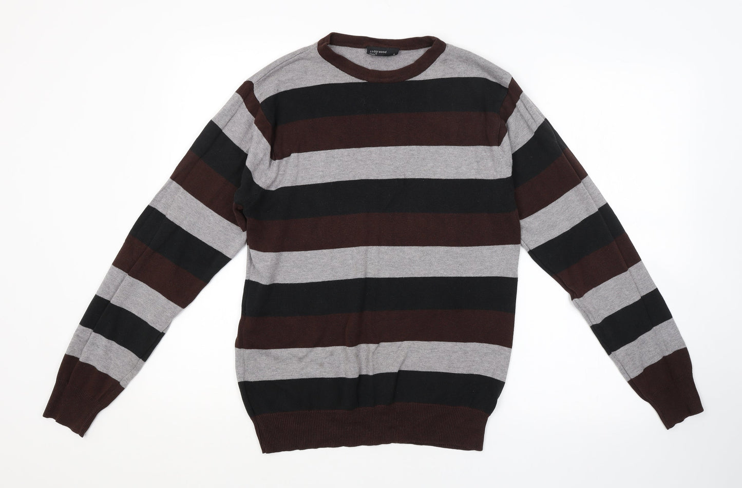 Cedar Wood State Mens Multicoloured Striped  Pullover Jumper Size S