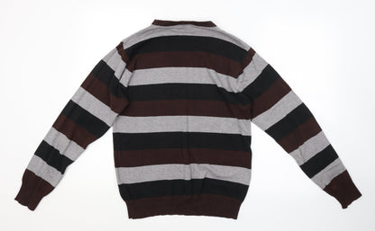 Cedar Wood State Mens Multicoloured Striped  Pullover Jumper Size S