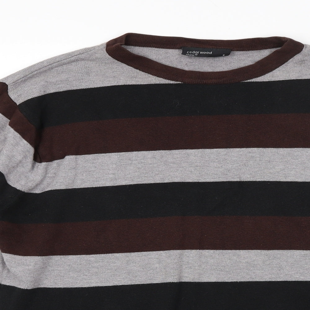 Cedar Wood State Mens Multicoloured Striped  Pullover Jumper Size S
