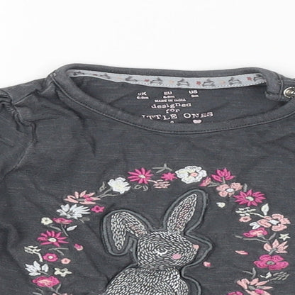 F&F Baby Grey Floral  Basic T-Shirt Size 6-9 Months