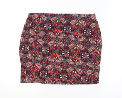 New Look Womens Red Argyle/Diamond  Straight & Pencil Set Size 12