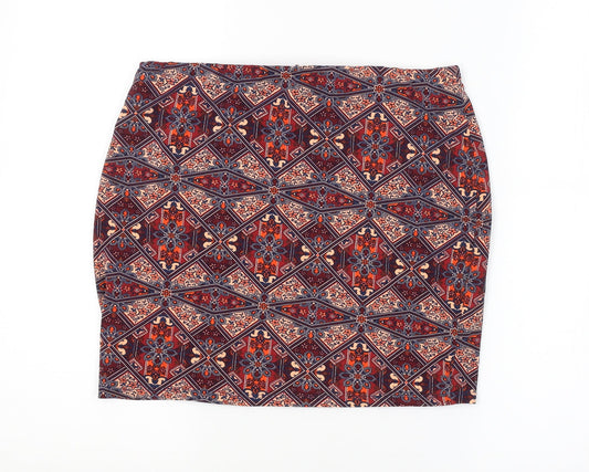 New Look Womens Red Argyle/Diamond  Straight & Pencil Set Size 12