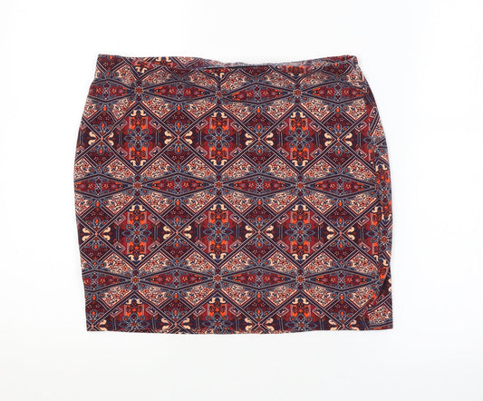 New Look Womens Red Argyle/Diamond  Straight & Pencil Set Size 12