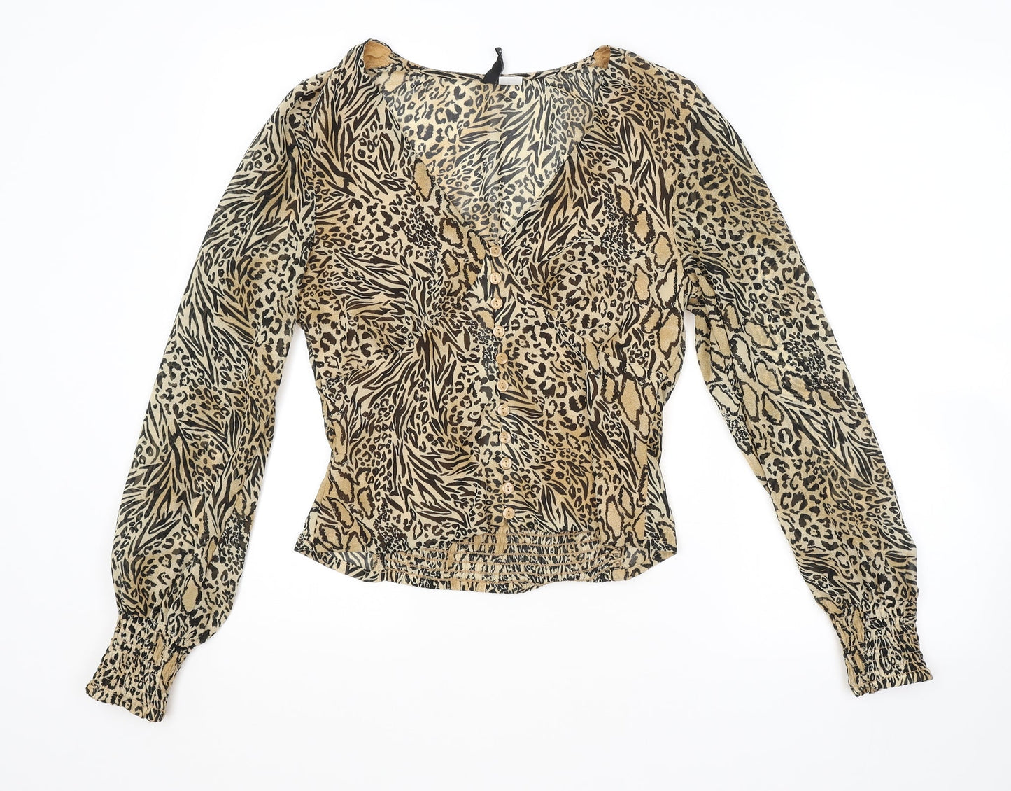 Womens UK Size 10 H&M Brown Basic Button-Up