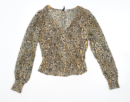 Womens UK Size 10 H&M Brown Basic Button-Up