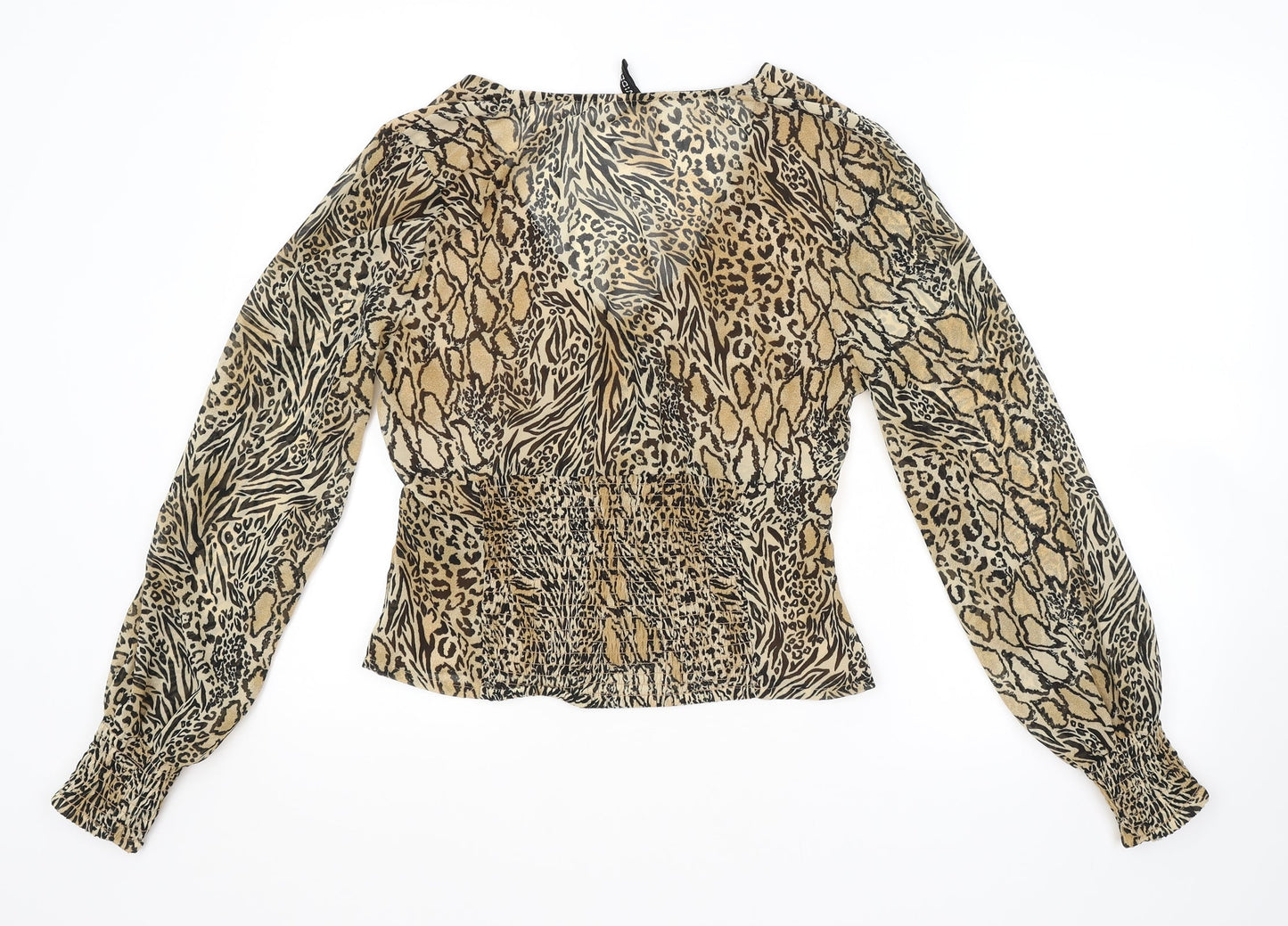 Womens UK Size 10 H&M Brown Basic Button-Up