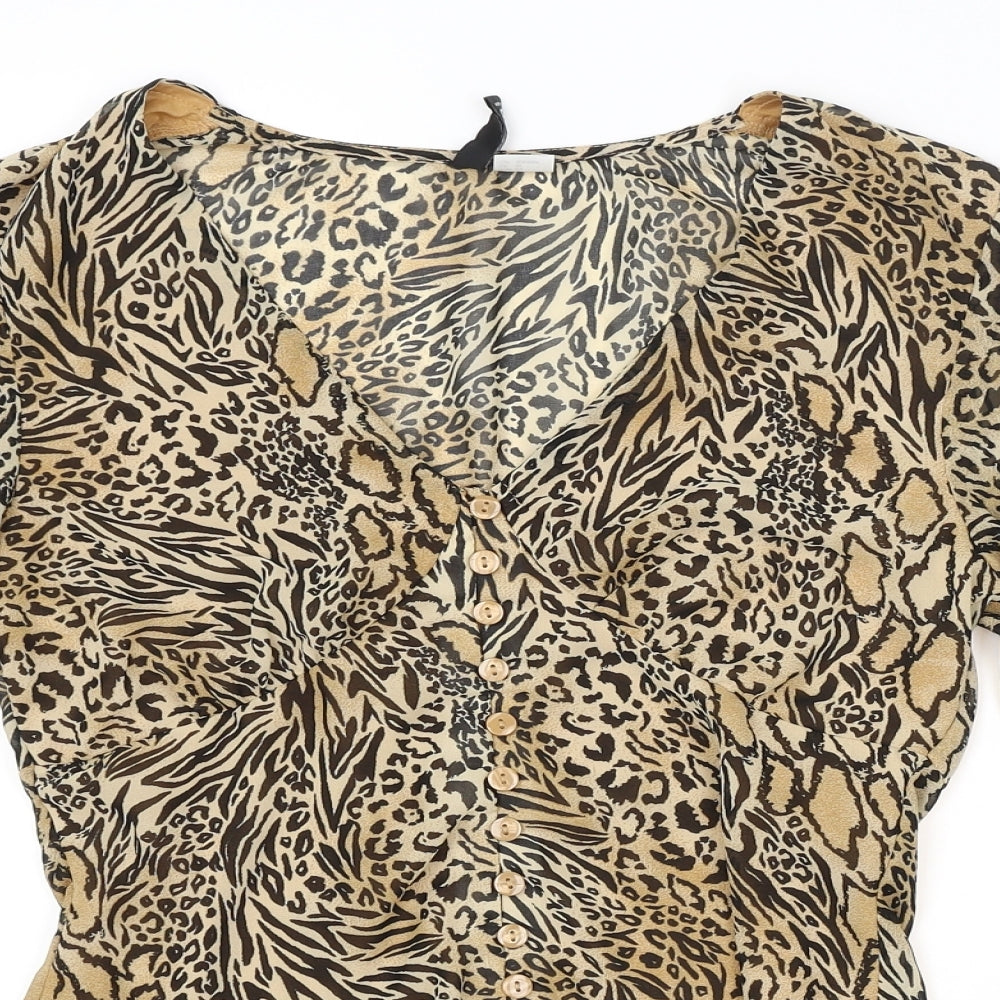 Womens UK Size 10 H&M Brown Basic Button-Up