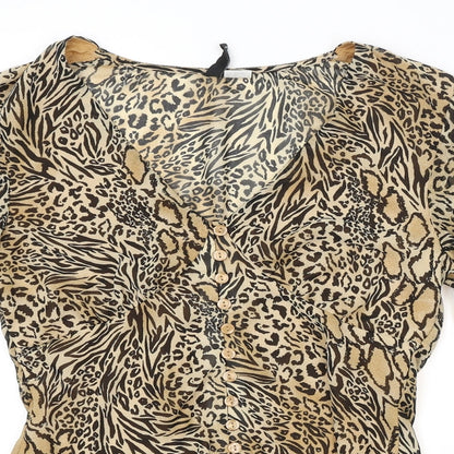 Womens UK Size 10 H&M Brown Basic Button-Up
