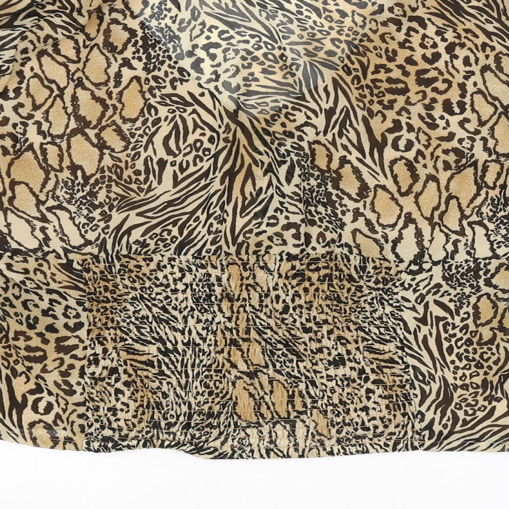 Womens UK Size 10 H&M Brown Basic Button-Up