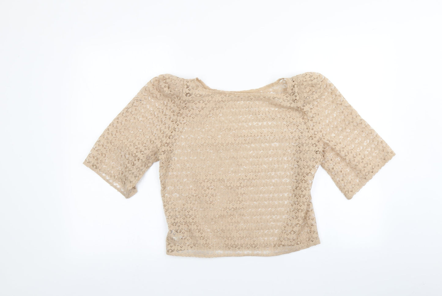 Womens UK Size S American Apparel Beige Basic T-Shirt