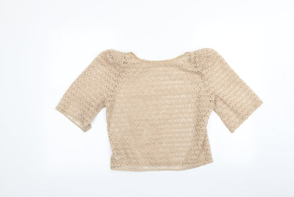 Womens UK Size S American Apparel Beige Basic T-Shirt
