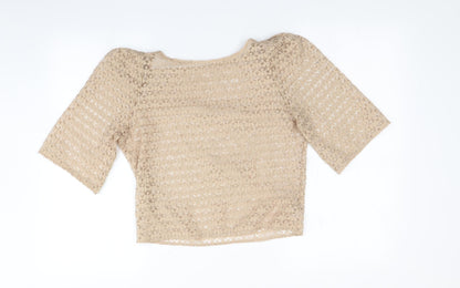 Womens UK Size S American Apparel Beige Basic T-Shirt