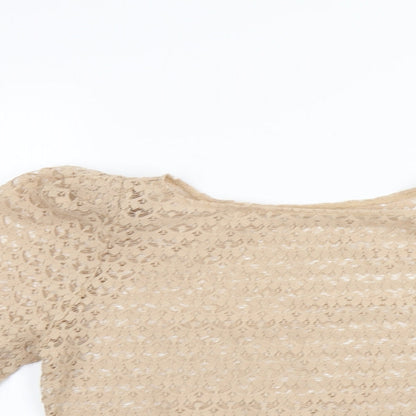 Womens UK Size S American Apparel Beige Basic T-Shirt