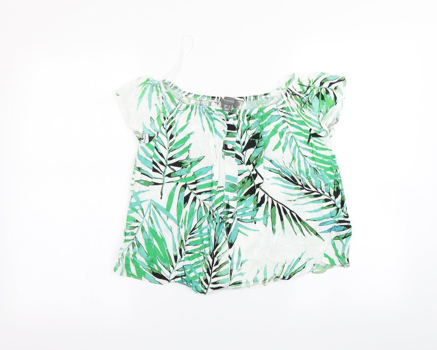 Primark Womens Green   Basic T-Shirt Size 6  - Leaf print