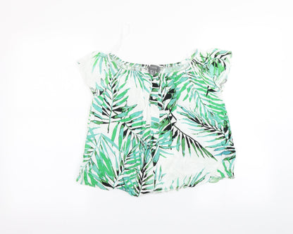 Primark Womens Green   Basic T-Shirt Size 6  - Leaf print