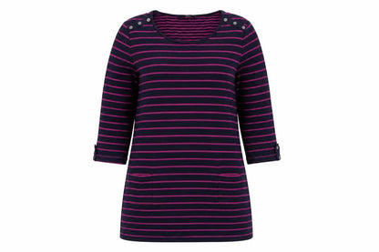 Bonmarché Womens Purple Striped Pullover Jumper Size M