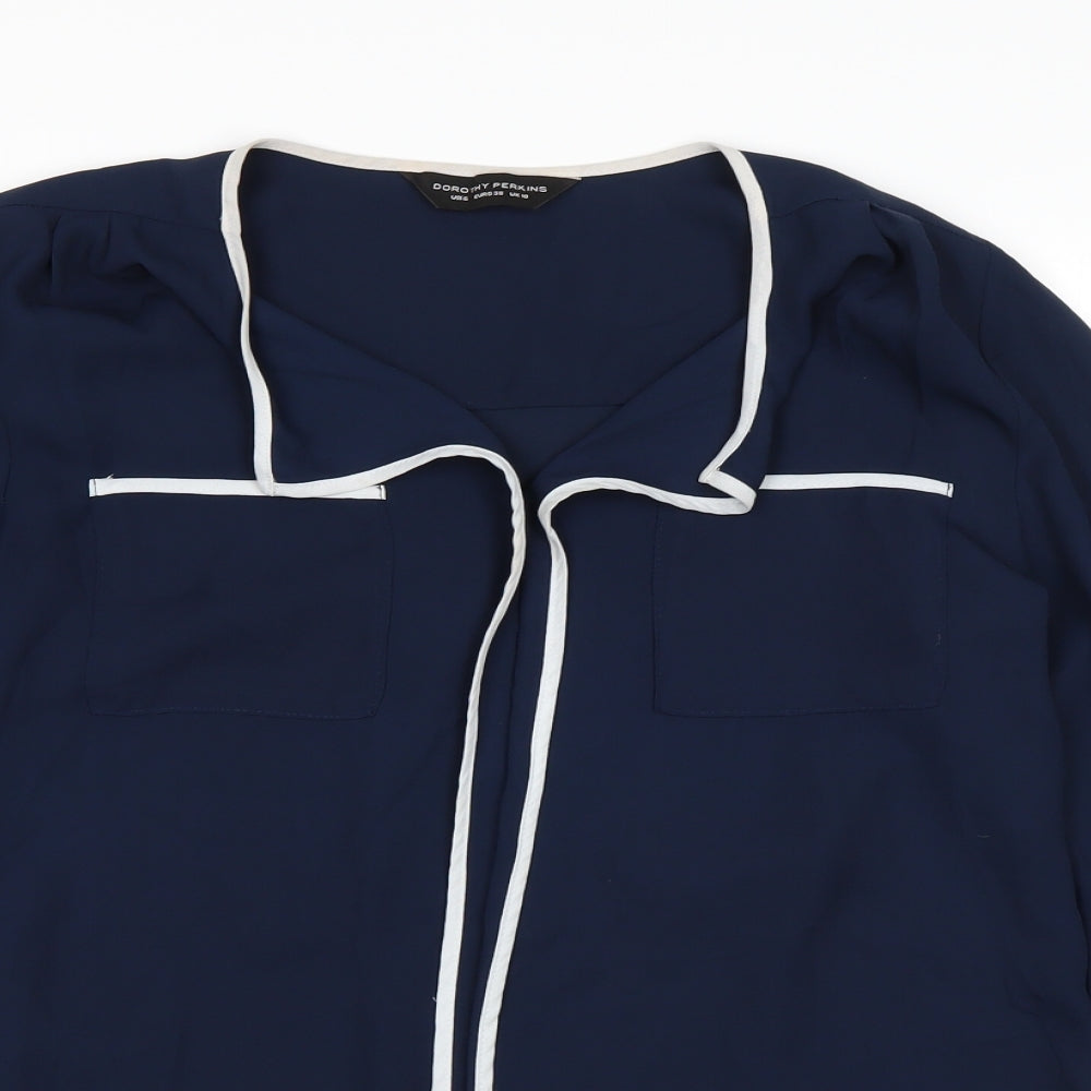 Womens UK Size 10 Dorothy Perkins Blue Basic Blouse