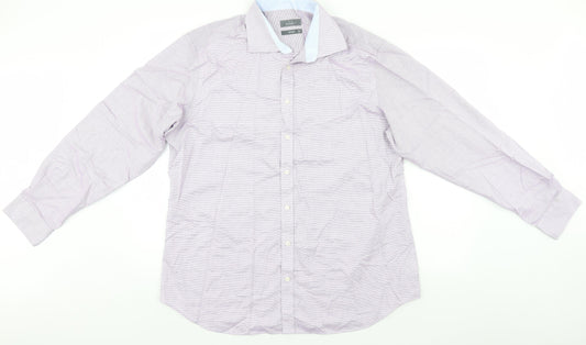 Mens UK Size L John Lewis Blue  Button-Up Long Sleeve Casual Shirt